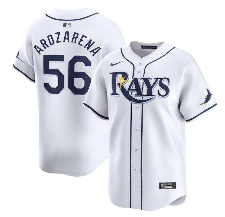 Mens Tampa Bay Rays #56 Randy Arozarena White Home Limited Stitched Baseball Jersey Dzhi->tampa bay rays->MLB Jersey